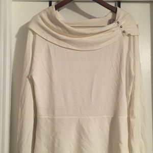 Cream Off-the-Shoulder Peplum Sweater